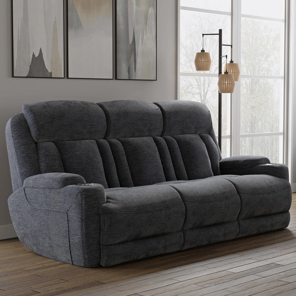 Dalton - Lucky Charcoal Power Reclining Sofa with Drop Down Console