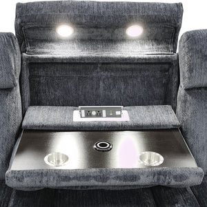 Dalton - Lucky Charcoal Power Reclining Sofa with Drop Down Console