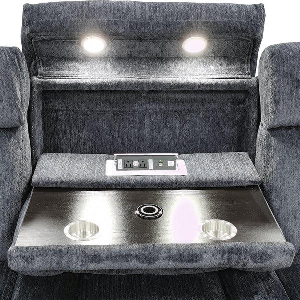 Dalton - Lucky Charcoal Power Reclining Sofa with Drop Down Console