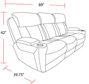 Dalton - Lucky Charcoal Power Reclining Sofa with Drop Down Console