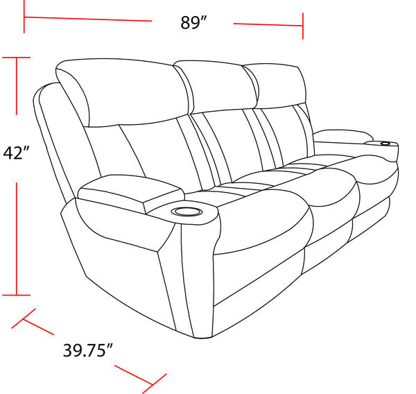 Dalton - Lucky Charcoal Power Reclining Sofa with Drop Down Console