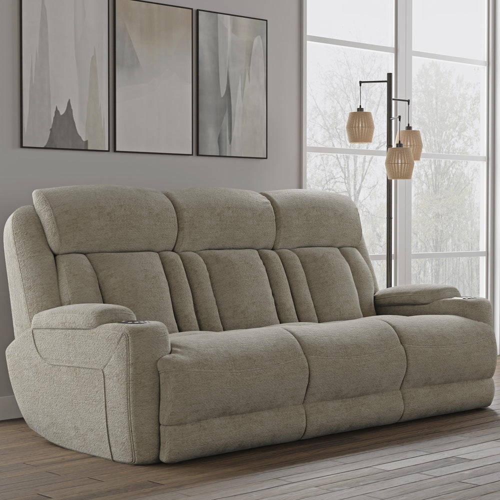 Dalton - Lucky Fawn Power Reclining Sofa with Drop Down Console