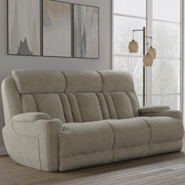 Dalton - Lucky Fawn Power Reclining Sofa with Drop Down Console
