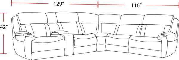Dalton - Lucky Charcoal 6 Piece Modular Power Reclining Sectional with Power Adjustable Headrests
