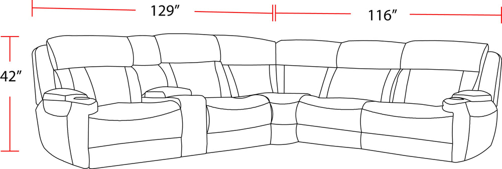 Dalton - Lucky Fawn 6 Piece Modular Power Reclining Sectional with Power Adjustable Headrests