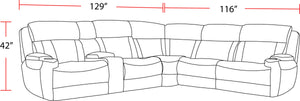 Dalton - Lucky Fawn 6 Piece Modular Power Reclining Sectional with Power Adjustable Headrests