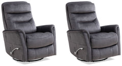 Gemini - Capri Charcoal Swivel Glider Recliner Two Pack
