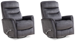 Gemini - Capri Charcoal Swivel Glider Recliner Two Pack