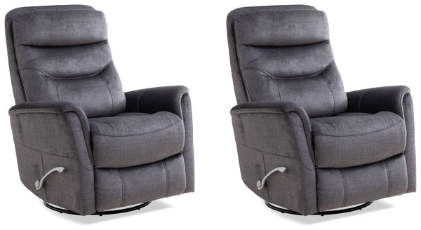 Gemini - Capri Charcoal Swivel Glider Recliner Two Pack