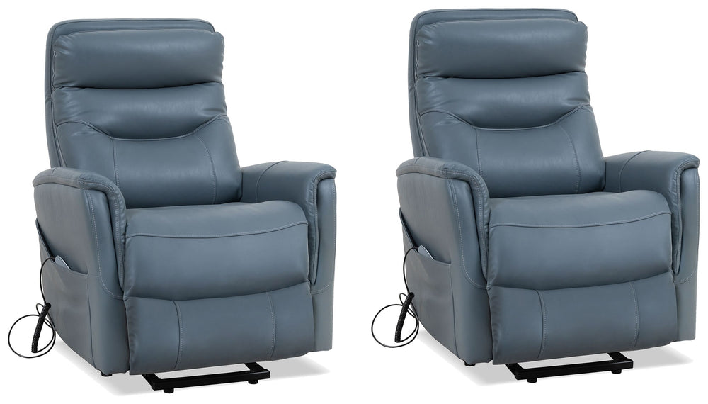 Gemini - Softy Azure Power Lift Recliner with Articulating Headrest Two Pack