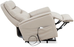 Gemini - Softy Ivory Power Lift Recliner with Articulating Headrest