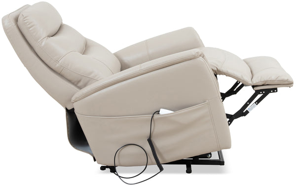 Gemini - Softy Ivory Power Lift Recliner with Articulating Headrest