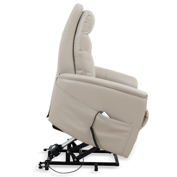 Gemini - Softy Ivory Power Lift Recliner with Articulating Headrest
