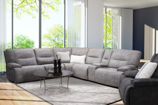 Gladiator - Sky 6 Piece Modular Power Reclining Sectional with Power Adjustable Headrests