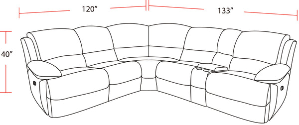 Gladiator - Sky 6 Piece Modular Power Reclining Sectional with Power Adjustable Headrests