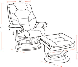 Knight - Black Manual Reclining Swivel Chair and Ottoman
