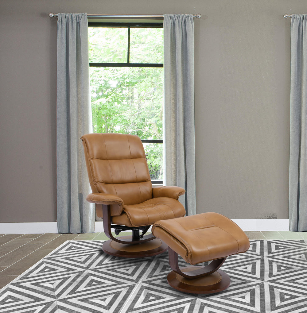 Knight - Butterscotch Manual Reclining Swivel Chair and Ottoman