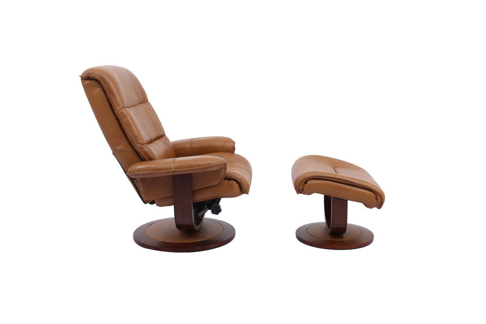 Knight - Butterscotch Manual Reclining Swivel Chair and Ottoman
