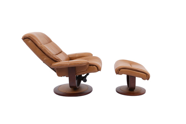Knight - Butterscotch Manual Reclining Swivel Chair and Ottoman