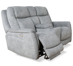 Linus - Hudson Grey Zero Gravity Power Reclining Console Loveseat