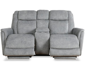 Linus - Hudson Grey Zero Gravity Power Reclining Console Loveseat