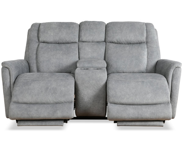 Linus - Hudson Grey Zero Gravity Power Reclining Console Loveseat