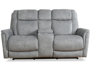 Linus - Hudson Grey Zero Gravity Power Reclining Console Loveseat