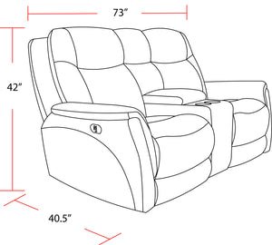 Linus - Hudson Grey Zero Gravity Power Reclining Console Loveseat