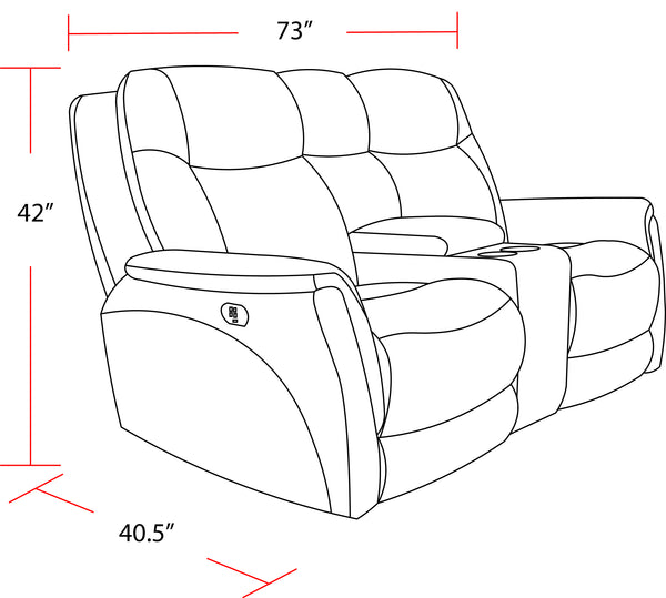 Linus - Hudson Grey Zero Gravity Power Reclining Console Loveseat