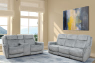 Linus - Hudson Grey Power Reclining Sofa Loveseat and Recliner