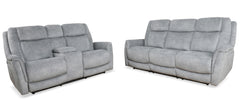 Linus - Hudson Grey Power Reclining Sofa Loveseat and Recliner