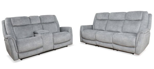 Linus - Hudson Grey Power Reclining Sofa Loveseat and Recliner