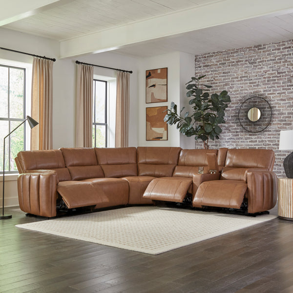 Modesto - Sable 6 Piece Modular Power Reclining Sectional with Power Adjustable Headrests