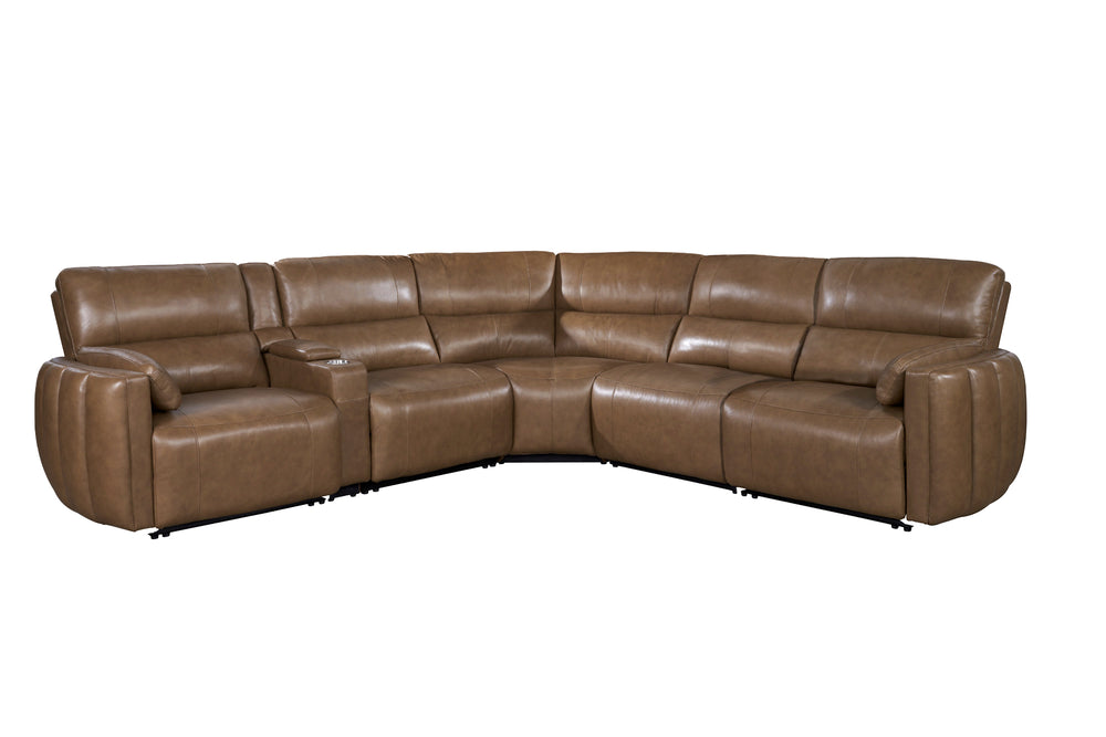 Modesto - Sable 6 Piece Modular Power Reclining Sectional with Power Adjustable Headrests