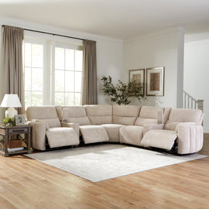 Modesto - Buttercream 7 Piece Modular Power Reclining Sectional with Power Adjustable Headrests