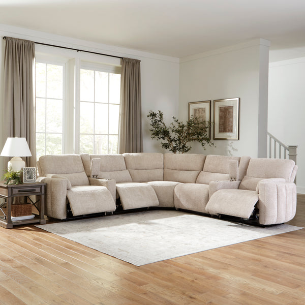 Modesto - Buttercream 7 Piece Modular Power Reclining Sectional with Power Adjustable Headrests