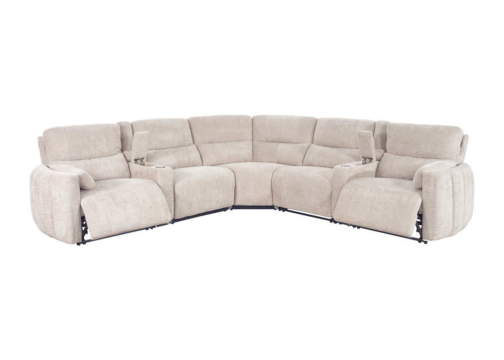 Modesto - Buttercream 7 Piece Modular Power Reclining Sectional with Power Adjustable Headrests