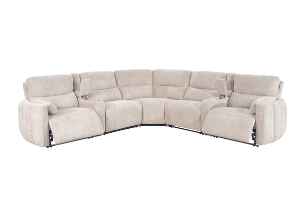Modesto - Buttercream 7 Piece Modular Power Reclining Sectional with Power Adjustable Headrests
