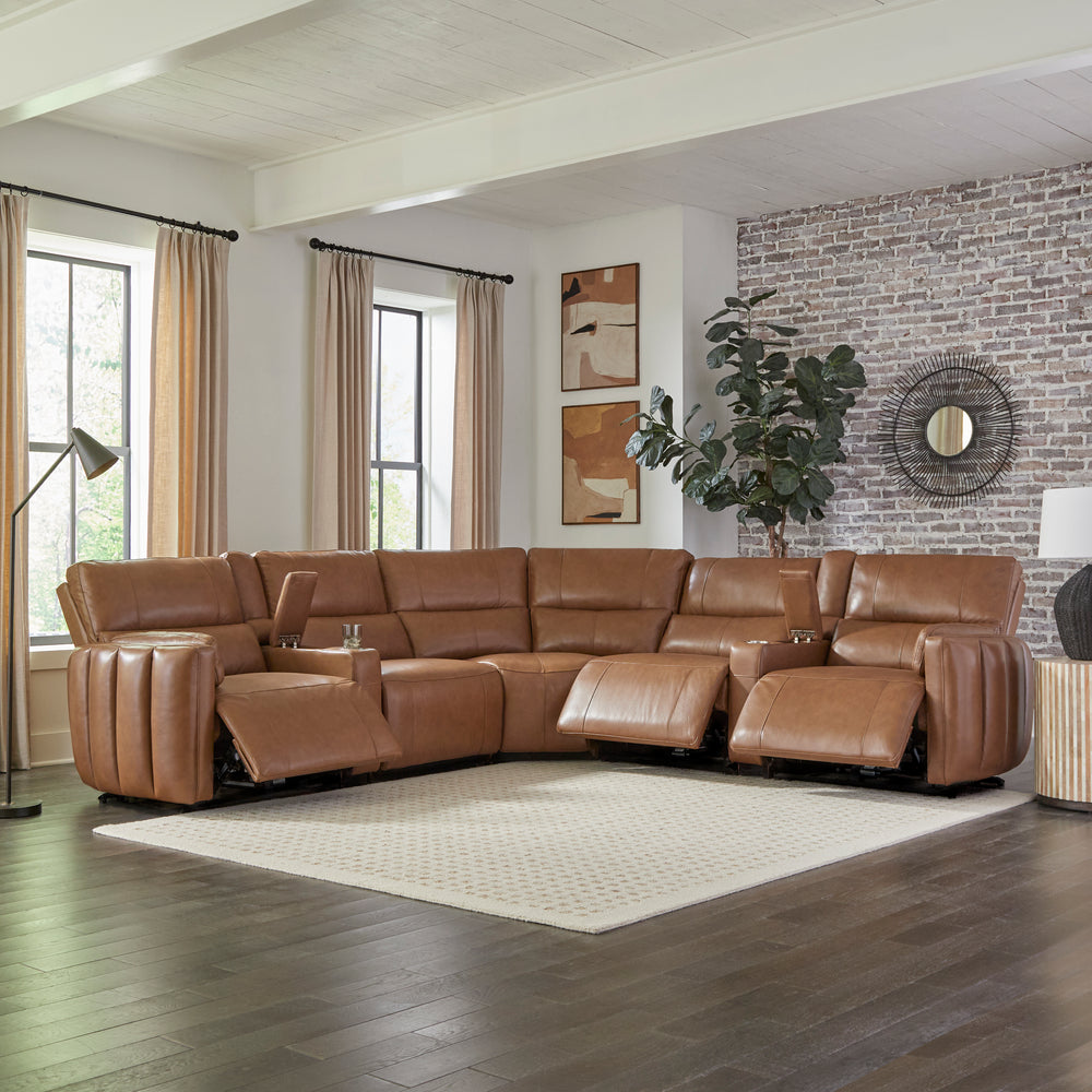 Modesto - Sable 7 Piece Modular Power Reclining Sectional with Power Adjustable Headrests