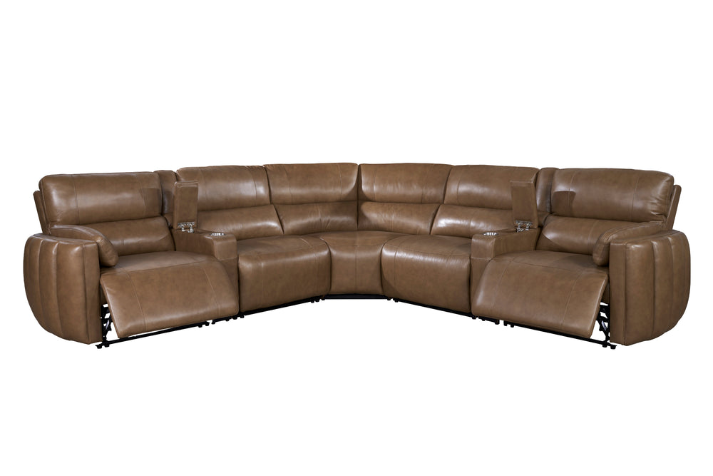 Modesto - Sable 7 Piece Modular Power Reclining Sectional with Power Adjustable Headrests