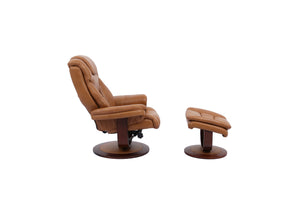 Monarch - Butterscotch Manual Reclining Swivel Chair and Ottoman