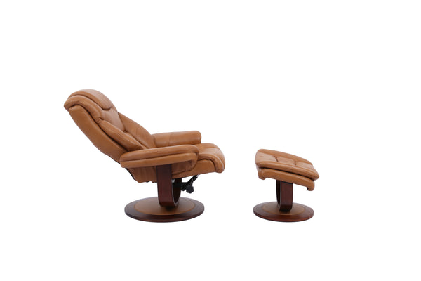 Monarch - Butterscotch Manual Reclining Swivel Chair and Ottoman