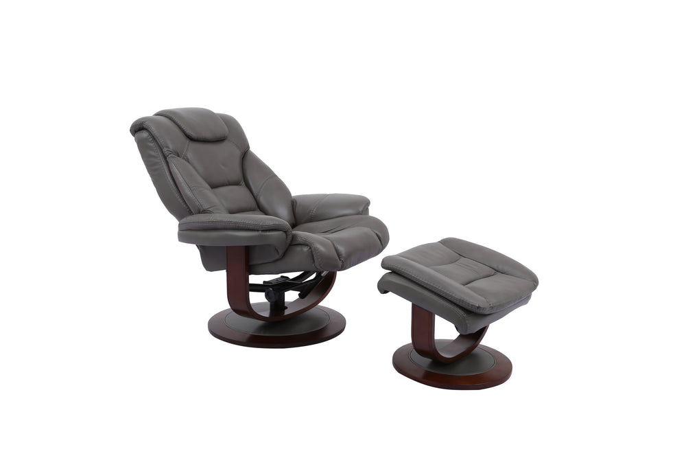 Monarch - Ice Manual Reclining Swivel Chair and Ottoman