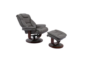 Monarch - Ice Manual Reclining Swivel Chair and Ottoman