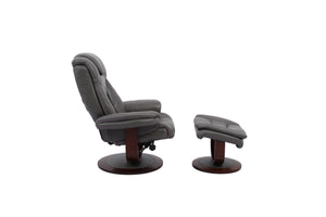 Monarch - Ice Manual Reclining Swivel Chair and Ottoman
