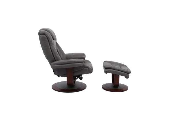 Monarch - Ice Manual Reclining Swivel Chair and Ottoman