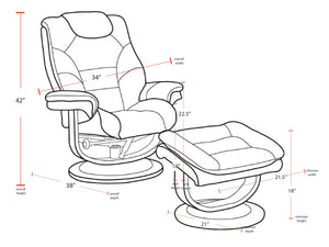 Monarch - Ice Manual Reclining Swivel Chair and Ottoman