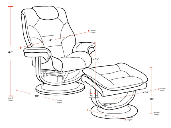 Monarch - Ice Manual Reclining Swivel Chair and Ottoman