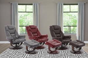 Monarch - Ice Manual Reclining Swivel Chair and Ottoman
