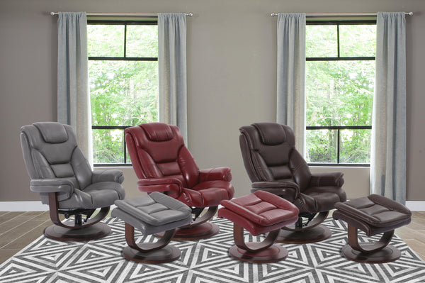 Monarch - Ice Manual Reclining Swivel Chair and Ottoman